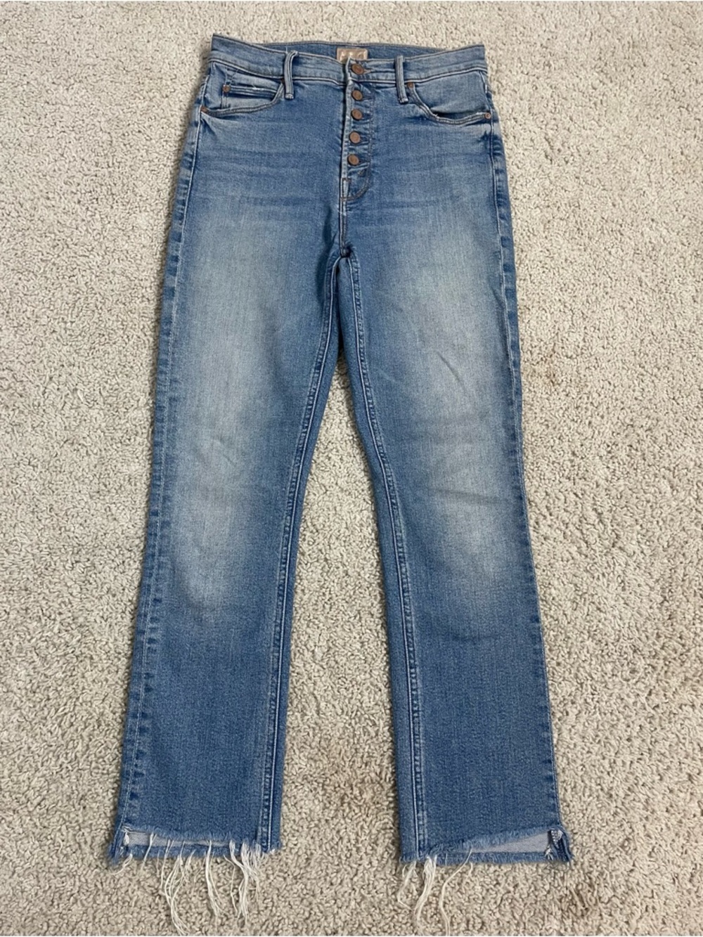 Women's MOTHER The Pixie DAZZLER High Rise RAW EDGE Hem STRAIGHT Ankle JEANS 26